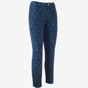 Chico’s Deep Indigo Jacquard Girlfriend Ankle Jean
